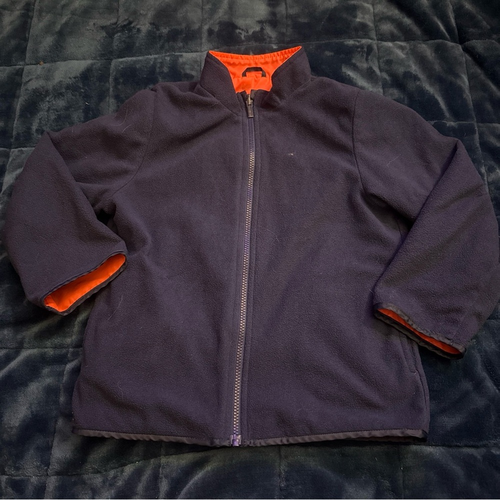 Kids Fleece Jacket - Navy and Orange